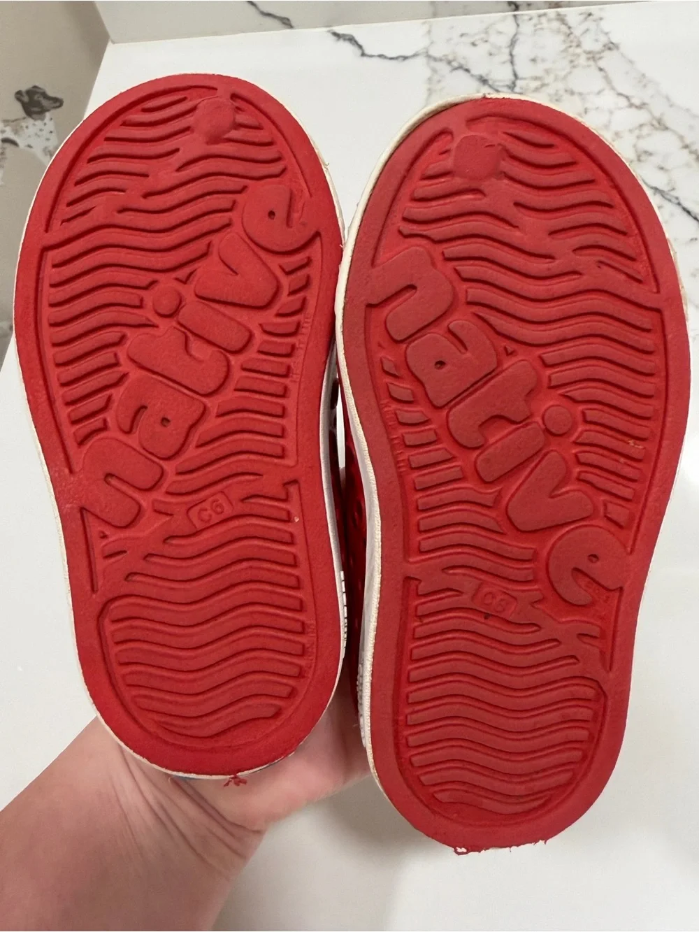 Native Kids Slip-On Water Shoes in Red with White Toe
